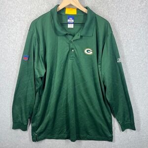 Vintage Reebok Green Bay Packers Long Sleeve Polo Shirt Mens XL NFL Team Apparel